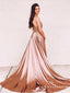 Charming Beaded Long Rose Gold Long Mermaid Prom Dresses, TYP1724