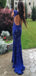 Royal Blue Lace Prom Dresses, Long Prom Dresses, Lace Formal Dresses,Open-back Beading Evening Dresses, TYP0056