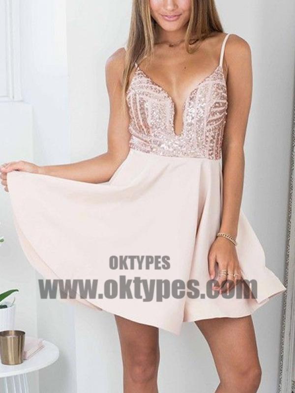 Cheap Simple Sparkly Sequin Sexy Cute Homecoming Dresses 2018, TYP0661