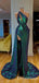 New Arrival Sparkly Sexy One Shoulder A-line Long Sleeves High Slit Long Cheap Sequin Prom Dresses, TYP2055