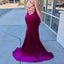 Grape Long Mermaid Prom Dresses, Beading Prom Dresses, Bateau Prom Dresses, Yarn Prom Dresses, TYP0194