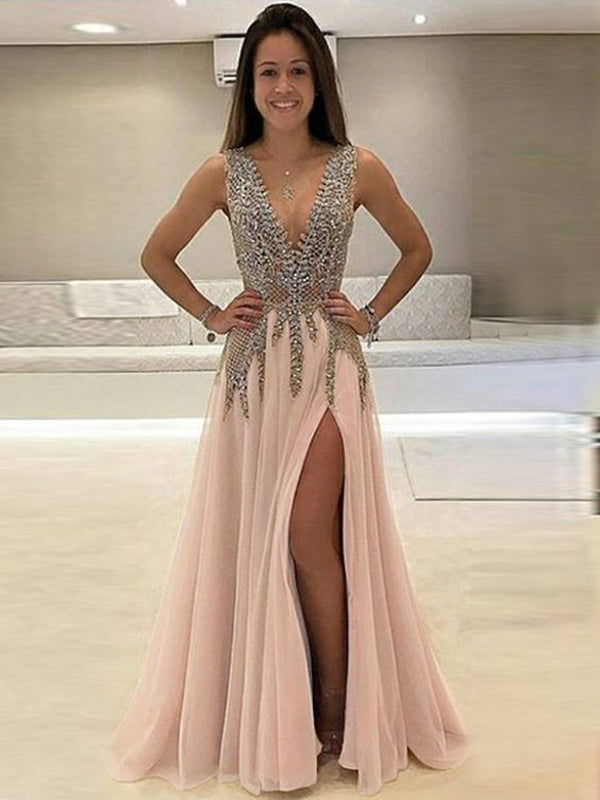 Long Black Beaded Evening Dresses,Black Prom Gowns With Wrinkle Bottom