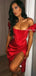 Summer Red Off Shoulder Sexy Dress Women High Split Short Homecoming Dresses, HDS0002