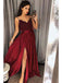 Spaghetti Strap Prom Dresses Long Lace V Neck Maxi High Split Evening Ball Gowns 2019, TYP1224