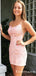 Pink Halter Spaghetti Strap Cross- Back Lace Short Homecoming Dresses, TYP2015