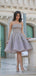 Popular Grey strapless Gorgeous A-line homecoming prom gown dress, TYP0841