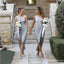 Sexy One Shoulder Silver Short Cheap Bridesmaid Dresses with Slip, TYP2005