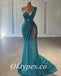 Sexy Tulle And Sequin Lace One Shoulder V-Neck Sleeveless Side Slit Mermaid Long Prom Dresses, PDS0955