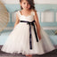 Cute Square Neck White Tulle Flower Girl Dresses Online, TYP1067
