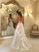 Lace Applique Ivory Beach Wedding Dresses V Neck Backless Wedding Dresses, TYP1244