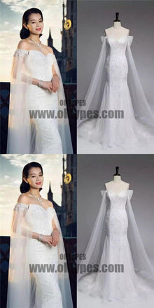 Gorgeous Off Shoulder Sparkle Long Mermaid Shinny Wedding Dresses, TYP0654