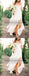 Casual Spaghetti Straps V Neck Side Slit Simple Beach Wedding Dresses, TYP0800