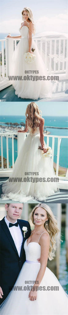 Simple Sweetheart Spaghetti Straps Cheap Custom Long Wedding Bridal Dresses, TYP0497