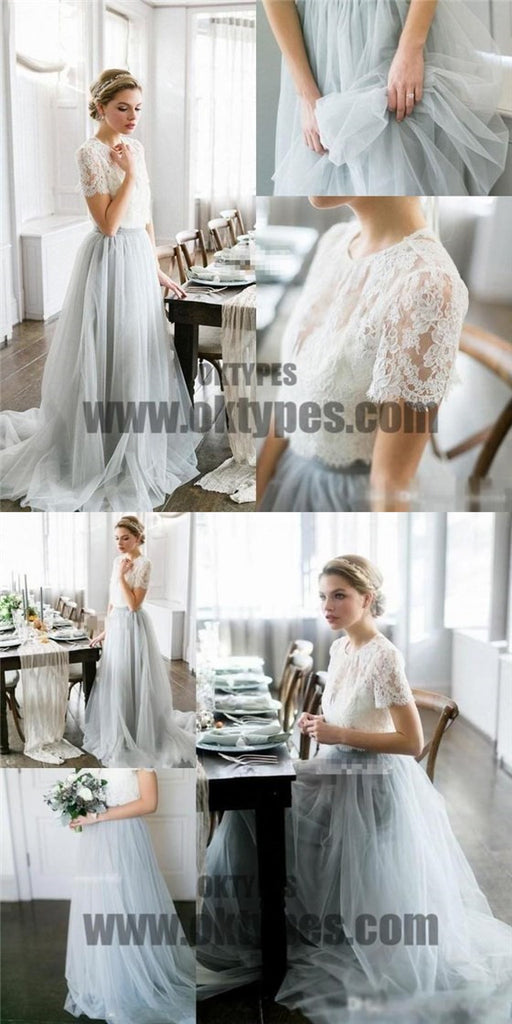 Long Floor Length Wedding Dresses, Top Lace Wedding Dresses, Tulle Wedding Dresses, TYP0350