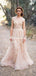Charming Pink Lace Sexy V-neck Long Sheath Tulle Wedding Party Dresses Online, TYP1177