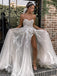 Sweetheart Sleeveless Lace Appliqued Side Slit Long Cheap Wedding Dresses, WDS0065