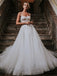 Sparkly Ivory Lace Spaghetti Strap A-line Long Cheap Wedding Dresses, WDS0061