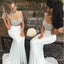 Two Piece High Neck Long White Bridesmaid Dresses with Beading, TYP1837