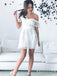 Unique Classy One Shoulder White Short Lace Homecoming Dresses, TYP2023