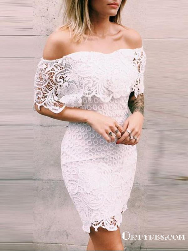 White off the hot sale shoulder dress with ruffles