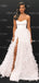 Sweetheart Elegant Sleeveless White Tulle High Side Slit A-line Long Cheap Evening Prom Dresses, PDS0007