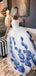 Popular On Sale Formal A Line Elegant Blue Applique Long Prom Dresses, TYP1392