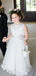 Cute Bateau Sleeveless White Tulle Long Cheap Charming Flower Girl Dresses, FGS0011
